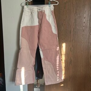 Pink pattern jean pants